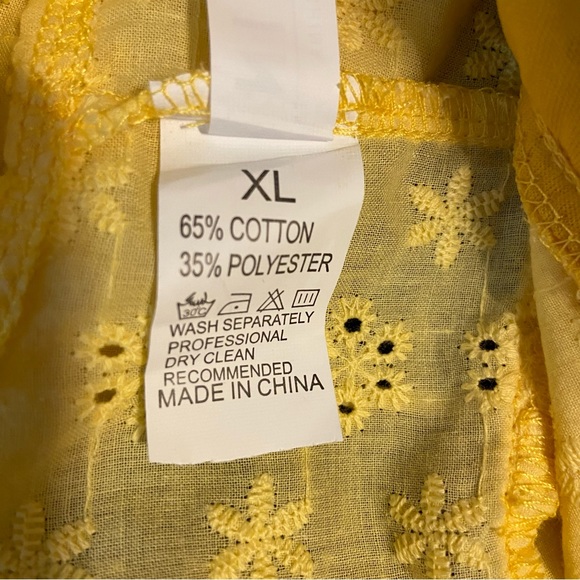 NWOT SHEIN Yellow Schiffy Ruffle Trim Knot Back Crop Top Women’s Size XL - Picture 14 of 14